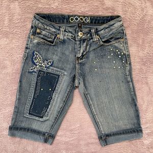 COOGI Butterfly Embelished Denim Shorts